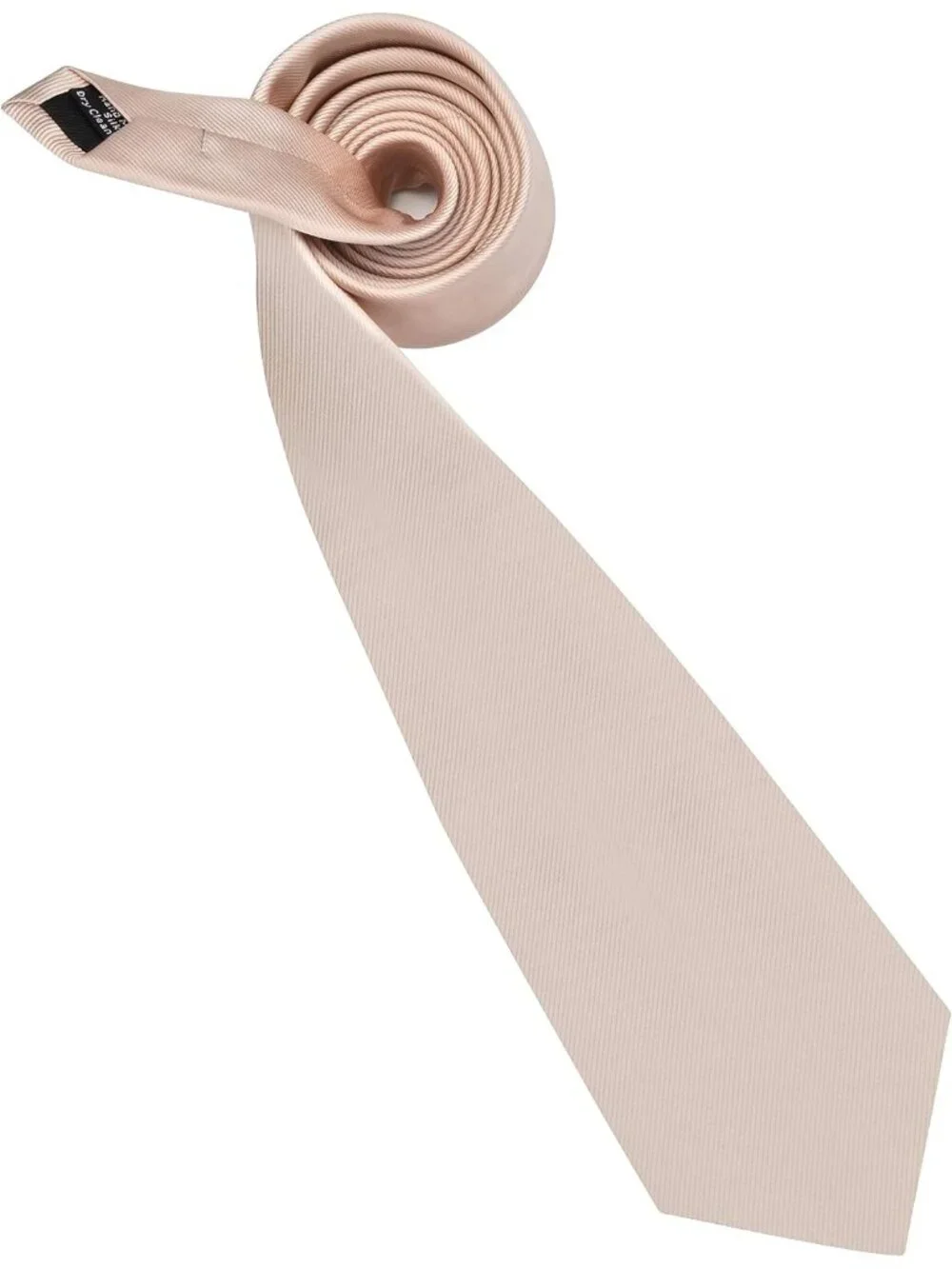 Men's Beige Solid Twill Textured Woven Silk Formal Necktie For Wedding Dress